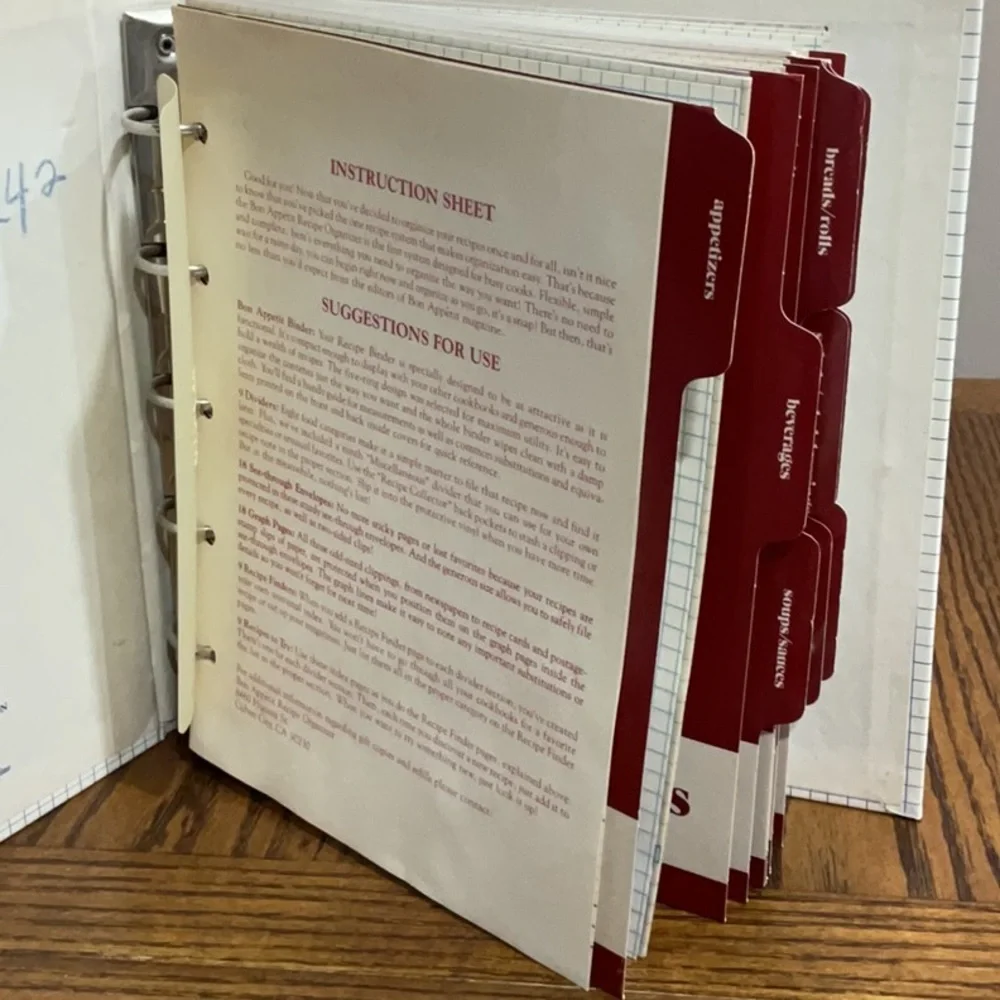 Vintage Bon Appétit Recipe Organizer